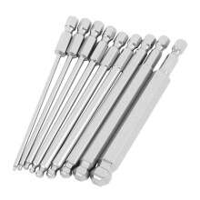 9Pcs S2 Steel Magnetic Hexagon 100Mm Length Hex Driver Bit Set Manual Tool H1.5H2 H2.5 H3 H4 H5 H6 H8 H10