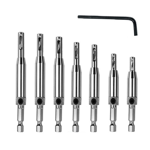 Hinge Bit Set Woodworking Doors and Windows Hinge Hole Opener Positioning Drilling Set Hexagonal Handle Bit 1