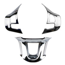 3Pcs/Set Car Steering Wheel Decoration Cover Trim Sticker Fit for 2008 208 308 2014-2018 Bright Silver