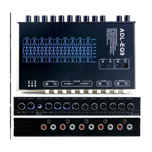 9 Band Equalizer High Performance 9 Equalization Bands 12V  for Boat RV Car Metal with CD AUX Input DSP Chip Output 2