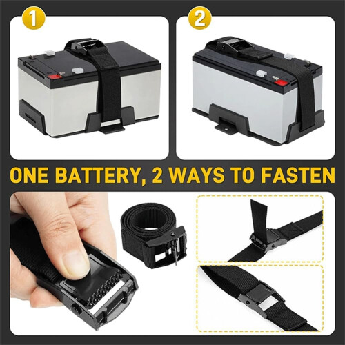 Adjustable Battery Tray for 12V and 6V Batteries with Secure HoldDown Strap for Boats and ATVs 1