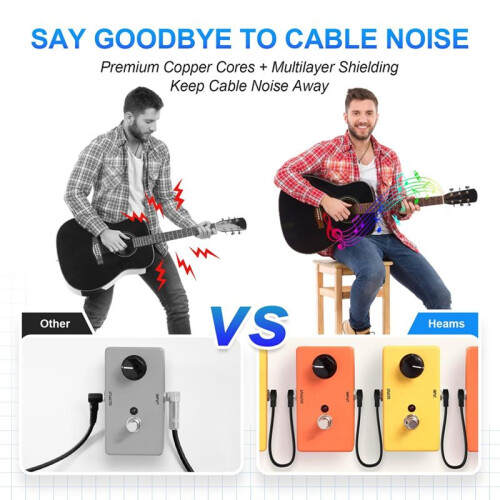 6 Pack 6 Inch Guitar Patch Cable, Instrument Guitar Pedal Cable Right Angle Flat Patch Cable 2