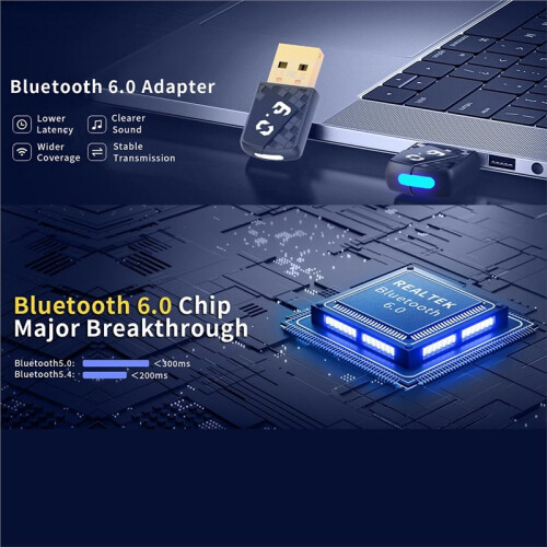 USB Bluetooth6.0 Dongle Bluetooth6.0 Receiver Transmitter Adapter for  Keyboard Mouse Headphone Speaker 1
