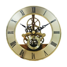 Quiet Operate Quartzs Movement Clock Face 126mm Gold Trim Skeletons Gear Clock Insert Roman Numeral for Home