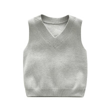 Infant Boys Girls Knit Sweater Vest Winter Warm Sweater V-neck Solid Color Sweater Cardigan Cotton Clothes Gray 6-12 Months
