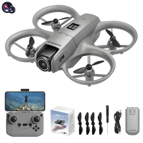 180 Electric Adjustable Camera Drone with Dual Lenses, LED Light, Obstacle Avoidance RC Quadcopter for Pilots