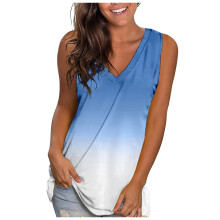 Sommerliche, ärmellose Tanktops mit Farbverlauf und Patchwork-Design für Damen, locker geschnitten, sexy V-Ausschnitt, 2025