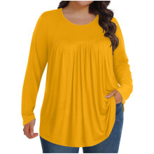 Blusas de tallas grandes para mujer, túnicas de manga larga, cuello redondo, estilo casual y holgado, tallas 1X-5X, XXL.