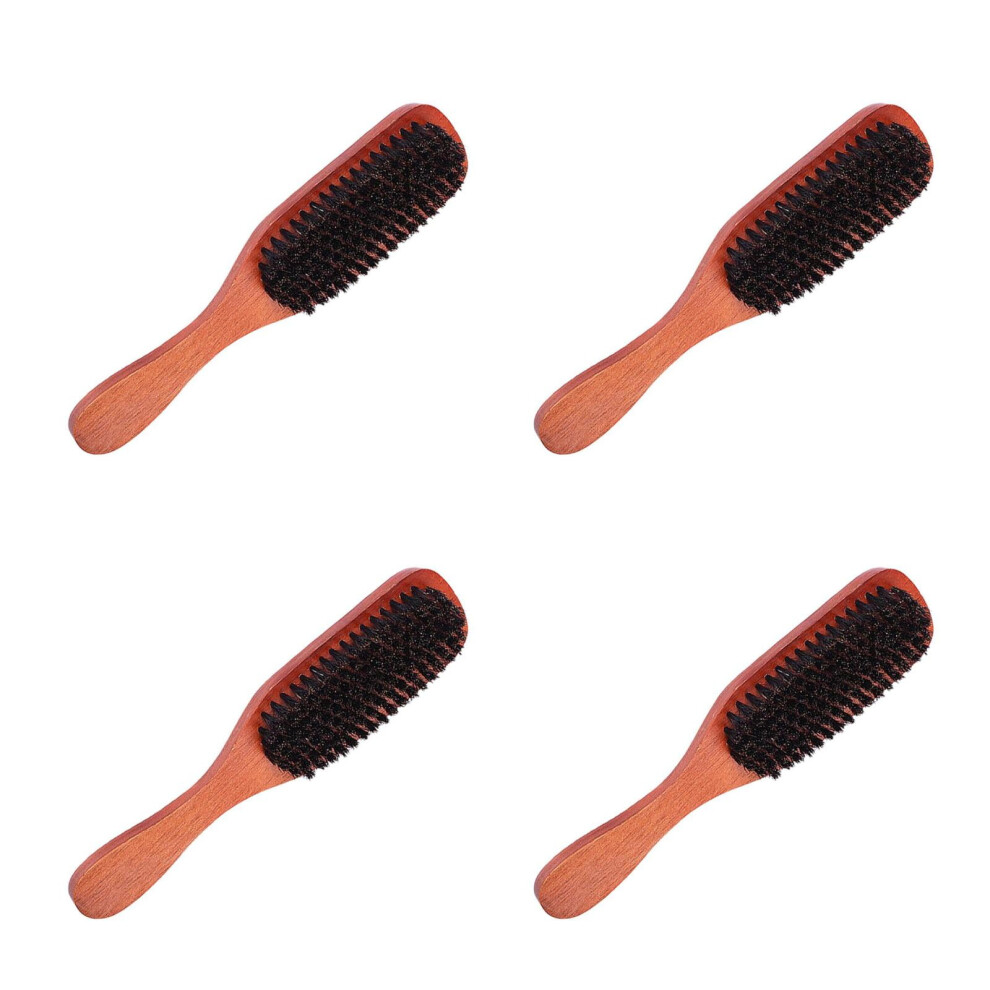 Unisex Black,Red 4Pcs Bristle Hair Brush Wooden Handle Hairstyling Comb Practical Hairbrush Hair Beauty Tool (Black Dark Red)