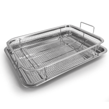 Ensemble panier et plateau en acier inoxydable pour friteuse à air chaud 12,8 x 9,6 pouces
