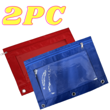 Penar și dosar din PVC transparent cu 3 găuri, suport detașabil pentru pix din pânză, 9,8x7,1", pachet de 2, compatibil cu dosarele cu 3 inele