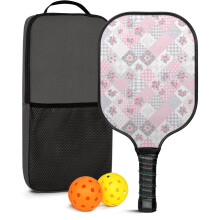 Pickleball Paddles Set with 2 Balls & Bag – Floral Fiberglass Rackets, Compatible with Indoor/Outdoor Play
