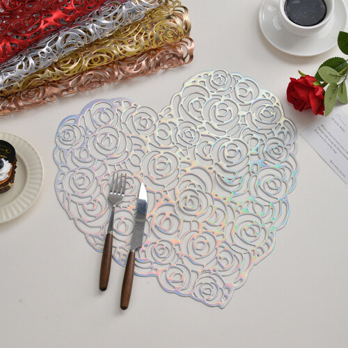 Rose Gold Heart Placemat 14.96 in 4 pcs 2