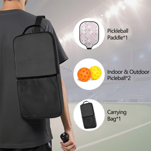 Σετ ρακέτες Pickleball με 2 μπάλες και τσάντα – Ρακέτες από fiberglass με λουλούδια, 1