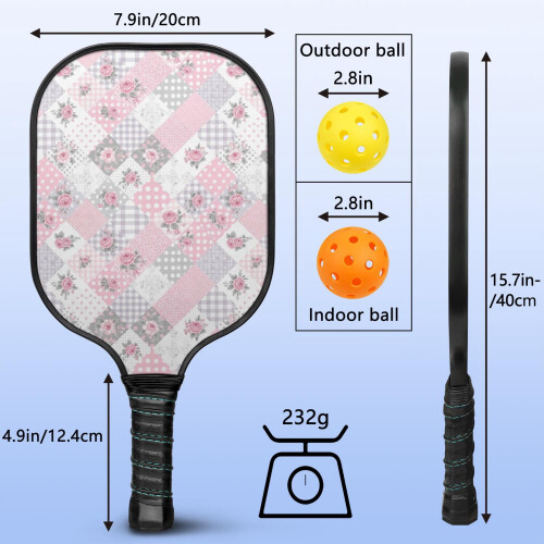 Σετ ρακέτες Pickleball με 2 μπάλες και τσάντα – Ρακέτες από fiberglass με λουλούδια, 2