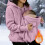 Jaqueta de inverno rosa para gestantes, com capuz e zíper. 2