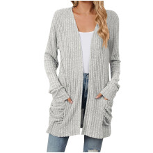 Damen-Häkelcardigan, offener, bequemer Kimono-Cardigan mit Taschen, 2024, lässiger, bequemer Cardigan