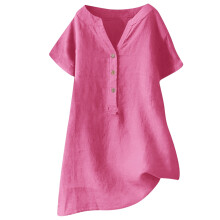 Blusas de verano para mujer, tops de verano, cuello en V, manga larga, holgadas, de algodón y lino, tipo túnica.