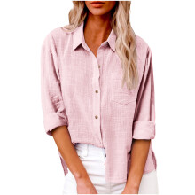 Langarmshirt aus Baumwolle für Damen, Langarm-Tops mit Grafikprint, lässiger Frühlings-V-Ausschnitt