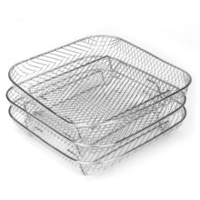 Airfryer-Roste, quadratischer dreilagiger Stapelrost aus Edelstahl, Heißluftfritteusen-Zubehör