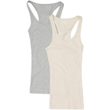Canotta da allenamento in cotone a coste da donna e taglie forti con scollo all'americana