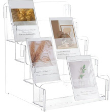 4-stöckiger Postkartenständer aus transparentem Acryl, 27,2 x 26,9 x 31 cm – Geeignet für Grußkarten, Aufkleber, Fotos, Briefmarken und Post