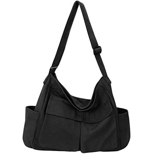 Τσάντα ώμου Hobo από καμβά, τσάντα ώμου crossbody με πολλαπλές τσέπες, μεγάλη τσάντα tote,