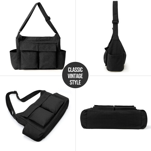 Τσάντα ώμου Hobo από καμβά, τσάντα ώμου crossbody με πολλαπλές τσέπες, μεγάλη τσάντα tote, 1
