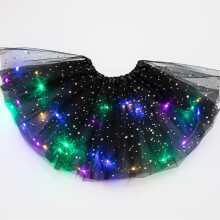 Gonna da balletto regalo per bambini Minigonna da donna Luci LED 3 strati di stelle Gonna a rete gonfia Gonne da ballerina nere