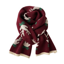 Wintersjaal voor dames, kerstsjaal met rendieren en sneeuwvlokken, warme gebreide lange sjaal voor de herfst, kerstcadeau, rood