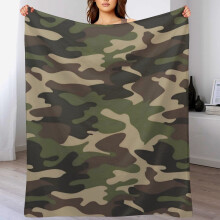 Couverture polaire camouflage militaire ultra douce et chaude toutes saisons, motif camouflage vert, idéale pour le lit, le fauteuil, la voiture, le