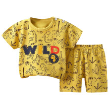 Conjunto infantil de verão para meninos e meninas, composto por blusa de manga curta e shorts com estampa de desenho animado, 2 peças, tamanhos 3-4