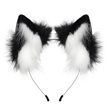 Haarbanden voor dames, schattige kattenoortjes, wolfsoortjes, zachte fluwelen feestklare cosplay haarband, wit