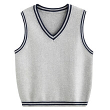 Drenge Piger Tilbage Til Skole Sweatere Varm Ærmeløs V-Hals Pullover Strikket Vest Småbørn Klassisk Løbetrøje, Grå, 3-4 År