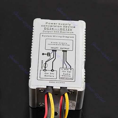 Συσκευή μετατροπής 24V σε 12V DC-DC Μετατροπέας τροφοδοτικού αυτοκινήτου 30A 2