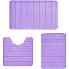 Set di 3 tappeti da bagno Lavender: tappetini antiscivolo in memory foam a righe ultra morbidi, tappetini da bagno assorbenti e soffici per bagno,