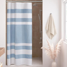 Cortina de chuveiro Spa Waffle Weave 36x72'', azul, com tratamento 3M Scotchgard para controle de umidade, compatível com box padrão.