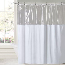 Cortina de ducha de vinilo de calibre 10 con parte superior transparente, 84" de largo x 72" de ancho, blanca.