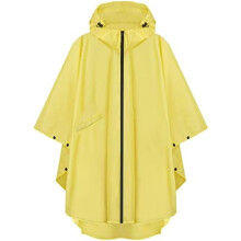 Waterproof Hooded Rain Poncho with Pocket and Zipper