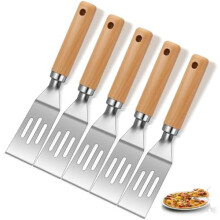 5er-Pack kleine Spatel, Mini-Servierspatel für Brownies, zum Servieren und Wenden von Pfannkuchen, Desserts, Keksen, Eiern und Lasagne (geschlitzt,