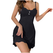 Camicia da notte corta da donna con spalline sottili e bordo in pizzo, taglie dalla S alla 2XL, che valorizza le curve e dona un tocco moderno.