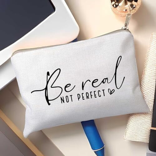 Θήκη μακιγιάζ Be Real Not Perfect – Εμπνευσμένο νεσεσέρ, δώρο αυτο-αγάπης, δώρο για 1