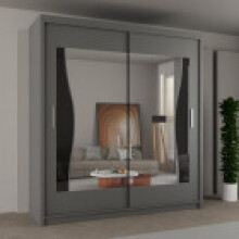 (Grey, 120) Antilia Sliding Mirror Door Wardrobe