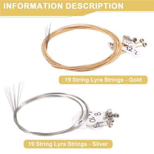 19 String Lyre Harp String Lyre String Small Harp Strings Accessories Musical Instrument Laiyaqin String 1