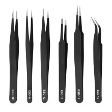 Set di Pinzette di Precisione, Pinzette Antistatiche In Acciaio Inossidabile Migliorate, per Riparazioni Elettroniche, Modellismo, 6 Pezzi