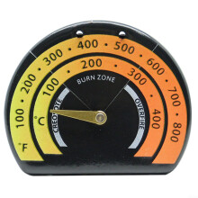 Large Magnetic Stove Thermometer 3.35In Diameter Orange Dial For Log Burner Temperature Monitoring On Single Wall Flues