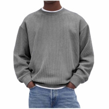 Sweat-shirt en velours côtelé pour homme, couleur unie