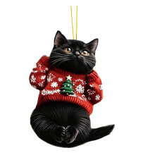 Black Cat Christmas Ornament Acrylic 1pc