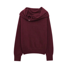 Maglione da donna con scollo a barca, maglia in nylon e spandex, pullover casual a maniche lunghe, tinta unita, comodo da indossare, caldo autunnale,