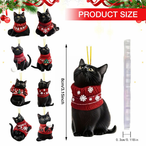 Black Cat Christmas Ornament Acrylic 1pc 2